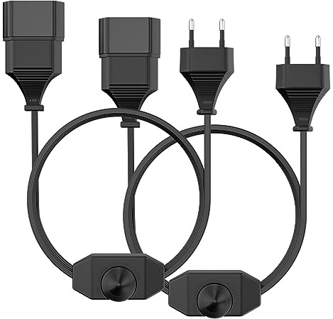 Lot de 2 variateurs LED avec interrupteur, prise variateur, pour lampes LED, rallonge de prise, interrupteur à intensité variable, interrupteur silencieux pour LED à intensité variable, câble de 2 m,