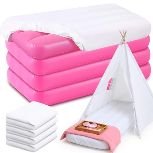 Windyun Luftmatratzen-Set für Kinder im Alter von 3–10 Jahren, aufblasbares Bett, 160 x 68 x 20 cm, aufblasbares Luftbett, Camping, Schlafmatte für Kinder im Alter von 3–10 Jahren, 4 Stück