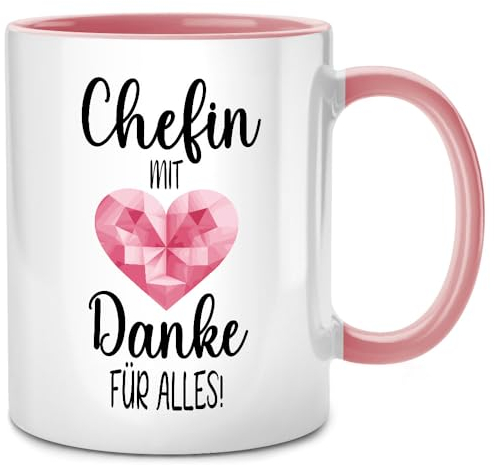 Seness Chefin mit Herz Danke für Alles, lustige Tasse XXL Büro Gadgets Arbeit, Abschied Geschenk bester Chef der Welt, Abschiedsgeschenk Kollegen, Geschenkideen für Frauen, Geburtstag Boss Kollegin