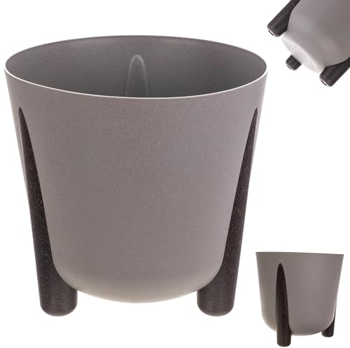 KADAX Vaso da fiori con inserto interno, in plastica, rotondo, per interni ed esterni (beige scuro, 18 cm), K9913