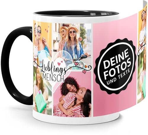 SpecialMeTasse mit Foto-Collage personalisiert mit bis zu 9 Bildern Beste Freundin Fotogeschenk selbst gestalten weiß-innen-schwarz standard