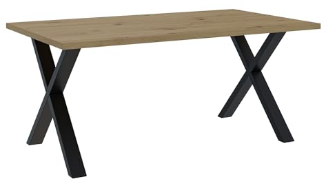 MEBLINI Esstisch Artisan Eiche Schwarz Modern - Küchentisch Schwarz - Esszimmertisch Gross - Tischplatte 160x90 - Brooklyn - X-Beine - Artisan Eiche/Schwarz Matt