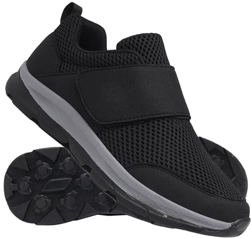 AEHO Scarpe da Ginnastica Sportive Scarpe pianta Larga Uomo Scarpe Uomo Pianta Larga Scarpe Sportive Ortopediche Scarpe per Diabetici Donna Chiusura,Nero,43/265mm