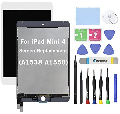 HOYRTDE Ersatzdisplay für iPad Mini 4 A1538 A1550, LCD-Display, Glas, Touch-Digitalisierer, Premium-Kit mit Werkzeug, Weiß