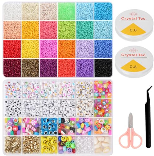 Drado 28000pcs Double Box Perles De Rocaille En Verre, 2mm Rice Beads Perles Pour Bracelet Kit, 48 Compartiments, Children's Diy Toys, Safe And Non-Toxic