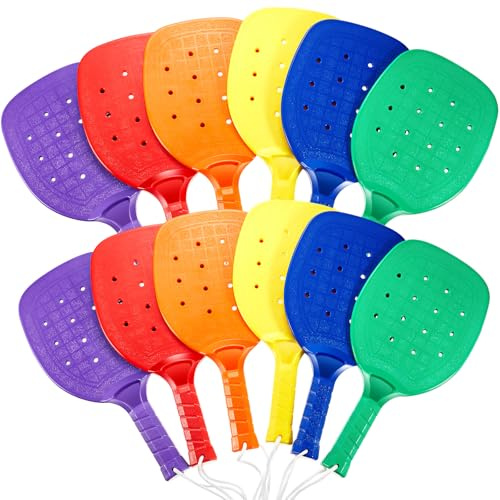 Seenelling 12 Pcs Plastic Paddleball Racket PE Equipment Classic Colors