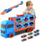 Qivange Transport Truck Toy for 3 4 5 6 7 Year Old Boys Gifts, Portable Truck Toy with 12 Race Car, Kids Race Track Car Carrier Vehicles Toys Set for Toddler Age 3+