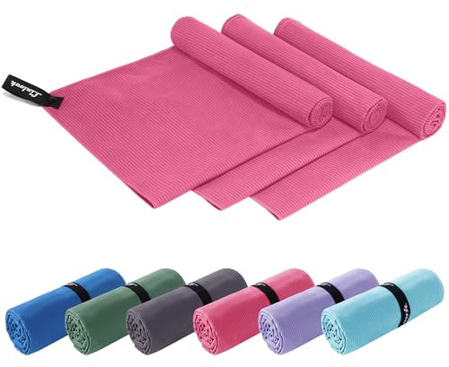 Linlook Mikrofaser Handtucher Set für Fitness Sport Wandern Camping Reise Haare 100 X50cm 3 Stück- Klein Schnelltrocknend Kompakte und leicht Sporthandtuch Reisehandtuch (Rosa, 100 x 50 cm - 3 Stück)