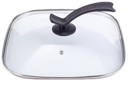 WJUHYGTF Pfannendeckel Glasdeckel, Eckig Topfdeckel Kochtopf Deckel Universaldeckel Hitzebeständiges Glas Wok Ersatzdeckel Spritzschutz Für Küche Bratpfanne,Clear