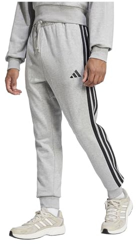 adidas Men's Essentials 3-Streifen French Terry Hose Medium Grey Heather/Black 4XL