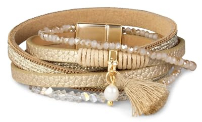 Nagel Jewellery Armband Capri Glow, Damen, Boho Style, Wickelarmband, Glitzersteine, Magnetverschluss