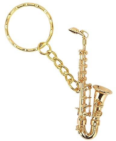 Miniatur-Saxophon-Schlüsselanhänger, Messingähnlicher Musikinstrument-Anhänger mit Samtetui, für Musikliebhaber, Musiker, Lehrer
