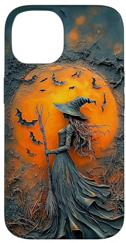 Witch Silhouette with Full Moon and Bats - Halloween Case for iPhone 14
