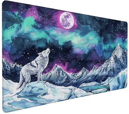 Grün Mousepad XXL 600 x 400 x 3 mm, Groß Gaming Mauspad Landschaft Muster, Schreibtischunterlage rutschfeste Gummibasis, Wasserfest Mouse Pad Vernähte Kanten, Büro Deko, Geschenke für Frauen Z-916
