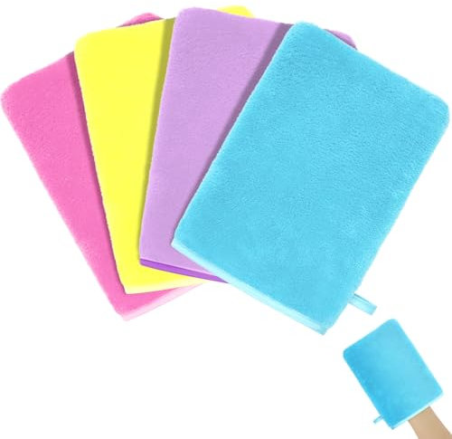 HOTUT Frottee Waschhandschuhe, 4er Set Waschhandschuhe,Waschlappen, Waschhandschuhe aus Korallensamt, Wiederverwendbare Make-up-Entferner Handschuhe, Weiches Gesichtshandschuh, 20x15CM