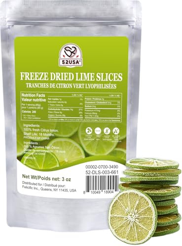 52USA Lime liofilizzato – 85 g – conservato naturalmente, sapore intenso, perfetto per cucinare, bevande e snack – senza zuccheri aggiunti o conservanti