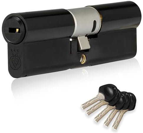 Cylinder LockColossus Matt Black 3 Star Kitemarked Euro Cylinder Lock 45EX/45 (90mm), British Standard TS007 Anti-Snap Barrel Lock, uPVC Door Lock.(40/50)