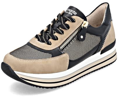 Remonte Damen Low-Top Sneaker D0700, Frauen Halbschuhe,lose Einlage,wasserabweisend,remonteTEX,Freizeit,sportlich,straßenschuhe,schwarz Kombi (04),37 EU
