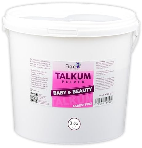 Fipro Minerals TALKUM-PUDER 3kg Eimer aus 100% Talk | Kosmetik Talkumpulver fein asbestfrei - Verwendbar Kompaktpuder, Körperpuder, Intimpuder, Fußpuder, Rasierpuder, Gesichtpuder, Talc-Talcu