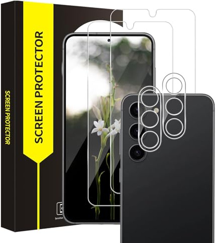 Carantee 2+2 Stück Schutzfolie für Panzerglas für Samsung Galaxy S24 5G Schutzglas, 2.5D Kante Displayfolie+Kameraschutz, 9H Härte, Blasenfreie, 0,33mm Ultra Klar Samsung S24 Displayschutzfolie