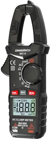 Ermenrich Ping MK10 Digitales TRMS Zangen-Multimeter, AC/DC Strom und Spannung, 2000 Zählungen, Widerstandstest, LCD-Hintergrundbeleuchtung, Diode, Durchgang, Abschaltung