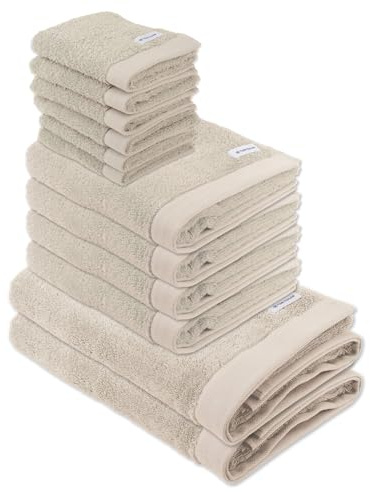 TOM TAILOR Handtuch Set, 12-TLG. - Color Bath, 2X Duschtuch, 4X Handtuch, 6X Gästetuch Sand Set