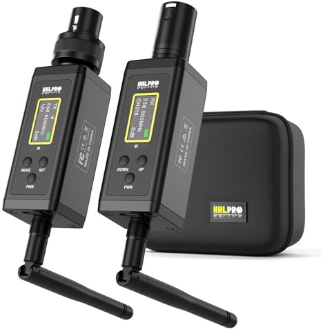 HHLPRO Wireless XLR Transmiter and Receiver with 48V Phantom Power, 470FT Range, <5ms Latency, UHF Microphone System with Dual Antenna for Acoustic Test, Sound Field Analysis, Recording, Church, F30