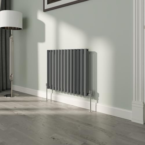 NRG 600x767mm Oval Column Radiator Single Panel Anthracite | High Heat Output, Designer Radiator Wall Mounted, Central Heating Rads, Modern Radiator, for Living Room, Kitchen, Bedroom