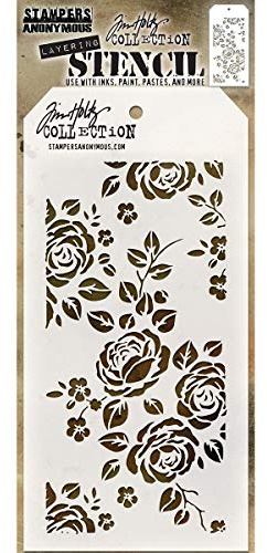 Stampers Anonymous_AGW AGTHS075 Tim Holtz Roses Stencil, Synthetic Material, 28.4 x 11.4 x 0.1 cm
