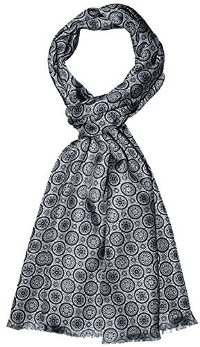 Lorenzo Cana Damen Schal 100% Seide in harmonischen grau silber schwarz Farben bedruckt doppellagig Seidenschal Seidentuch Tuch modischer Style 30 cm x 160 cm - 89202