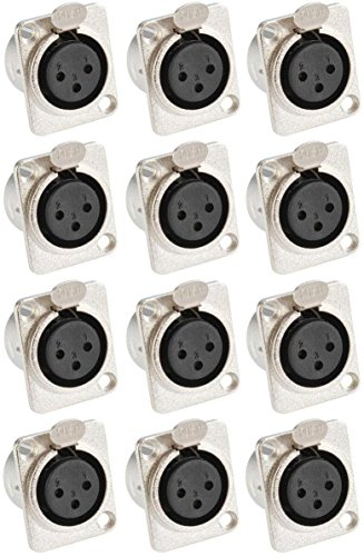Adam Hall Connectors 7837-12er Set XLR-Einbaubuchse female 3-pol D-Typ silber Einbaukupplung