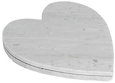 Argon Tableware Piatto da Portata - in Marmo a Forma di Cuore - Bianco - 230 x 270 mm - 2 Pezzi