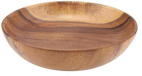Duokon Bol Naturel en Bois Massif fabriqué à la Main Classique Grand Rond Soupe Salade Acacia Bol Eco Premium ustensiles de Cuisine (20 x 4.5cm)