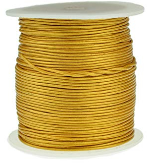 esnado Lederschnur Rund - 1 mm. Gold. 20 Meter | ECHTES Leder | pflanzlich gegerbt | ideal für die Herstellung von Schmuck und Armbändern, Basteln oder Dekorieren, DIY-Projekte, Mittelalter