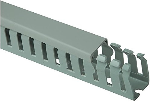 PRO POWER Slotted Trunking – 38mm x 25mm x 2m, Grey, 4 Pack | PVC Open Slot Cable Management Ducting, RAL 7030 (GFG-DIN-A7/5 37.5X25)