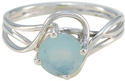 joyas plata echte edelsteine ​​runde form ein stein facettierter aqua chalcedon ring - sterling silber aqua chalcedon ring - dezember geburt schütze astrologie echte edelsteine ​​ring