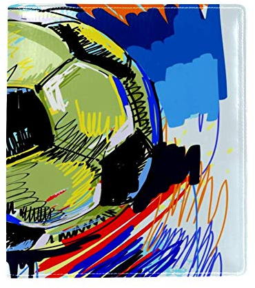 EZIOLY Fußball Doodle dehnbarer Buchumschlag passend für die meisten Hardcover-Lehrbücher bis 22,1 x 16 cm, selbstklebender Stoff, für Schulbücher, waschbar und wiederverwendbar
