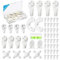 MOYASIBB Picture Hanging Kit, 62PCS Hardwall Hangers for Cinder Block, Drywall, Concrete, Brick, Wood, Stucco, Plaster, Plastic Wall Hooks, White, No Trace, No Damage, Easy Install, 22lb Capacity