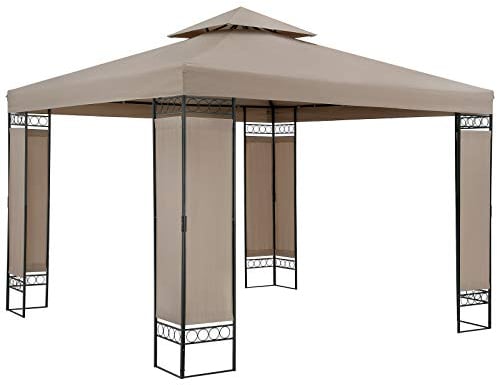CASARIA Cenador Lorca Jardín 3x3m Pabellón Pérgola Carpa Protec. UV 50+ Repele Agua Doble Techo