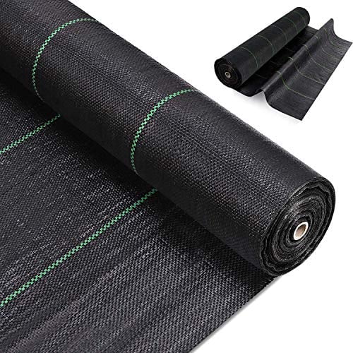 OUNUO 2 x 50 m Malla Antihierbas, Malla contra Malas Hierbas, 90 g/m² Geotextil, Protección césped Artificial, Lona antimalezas jardín, Anti-UV, Negro