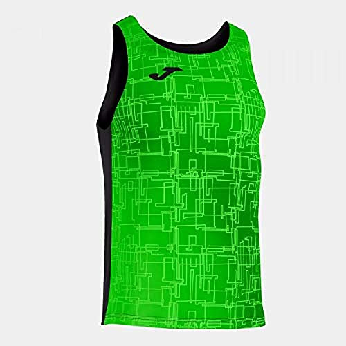 Joma Hombre Camiseta, Negro-Verde Fluor, S