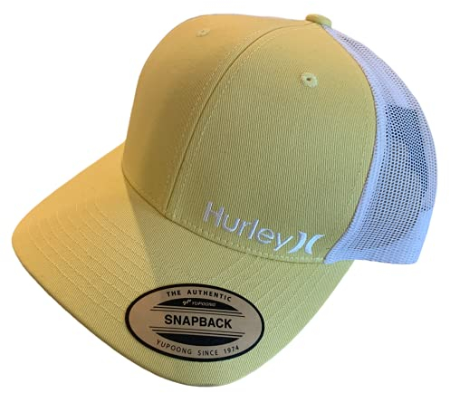 Hurley Adult Men's Mesh Snapback Adjustable Trucker Cap Hat (Yellow Staple)