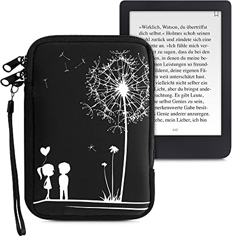 kwmobile Housse de Protection pour Liseuse - Étui de Protection 17 x 12 x 2 cm pour E-Reader en Néoprène - Blanc-Noir