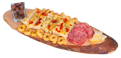 Tagliere Ovale Bordo Corteccia, Vassoio Aperitivi Tronco Vero Legno, Dimensioni 45x15x3 (2)