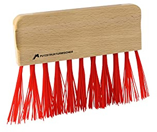Putzstrukturwischer - Malerbedarf - Strukturwischer mit roter PET Besteckung und lackiertem Holzkörper - 20cm - Für kreative Putztechniken - Besenstrichtechnik