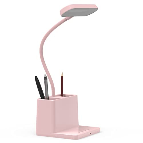 AXX Cute Desk Lamp, Pink Table Light for Women, Teen Girls, Adjustable LED, Small, Rechargeable, Battery Operated, Touch Control, Gooseneck, Home Office Accessories, College Dorm Essentials