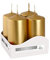 Nipter Votivkerzen Stumpenkerzen Adventkerzen Gold Metallic, Durchmesser ca. 3,5 cm, Höhe 8 cm, geruchsneutral, Brenndauer 9h, Set 12 Stück (3 Boxen)