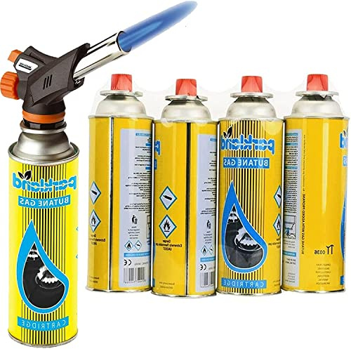 4 Butane Gas with Blow Torch Flamethrower Burner Welding Auto Ignition Camping