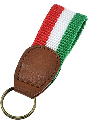 BDM Portachiavi Bandiera Italia, Portachiavi Calcio, Anello in Tessuto per casa o Auto, Uomo e Donna.