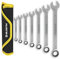 BLOSTM Ratcheting Combination Wrench - 7-Piece Metric Ratchet Spanner Set (8mm to 17mm), Combination Wrench Set for DIY, Car & Bike Repairs - Includes Roll-Up Storage Pouch 7 PCS